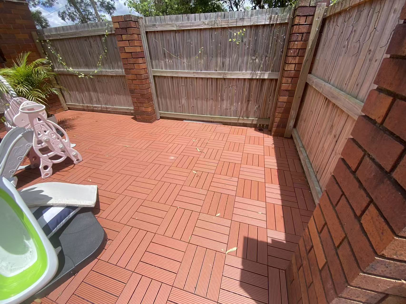 Brick courtyard before the decking installation